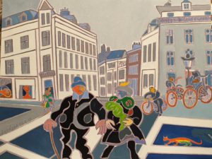 A la recherche du carnaval. Peinture de Henri LANDIER 2019 89x116 cm Prix : 17 000 €