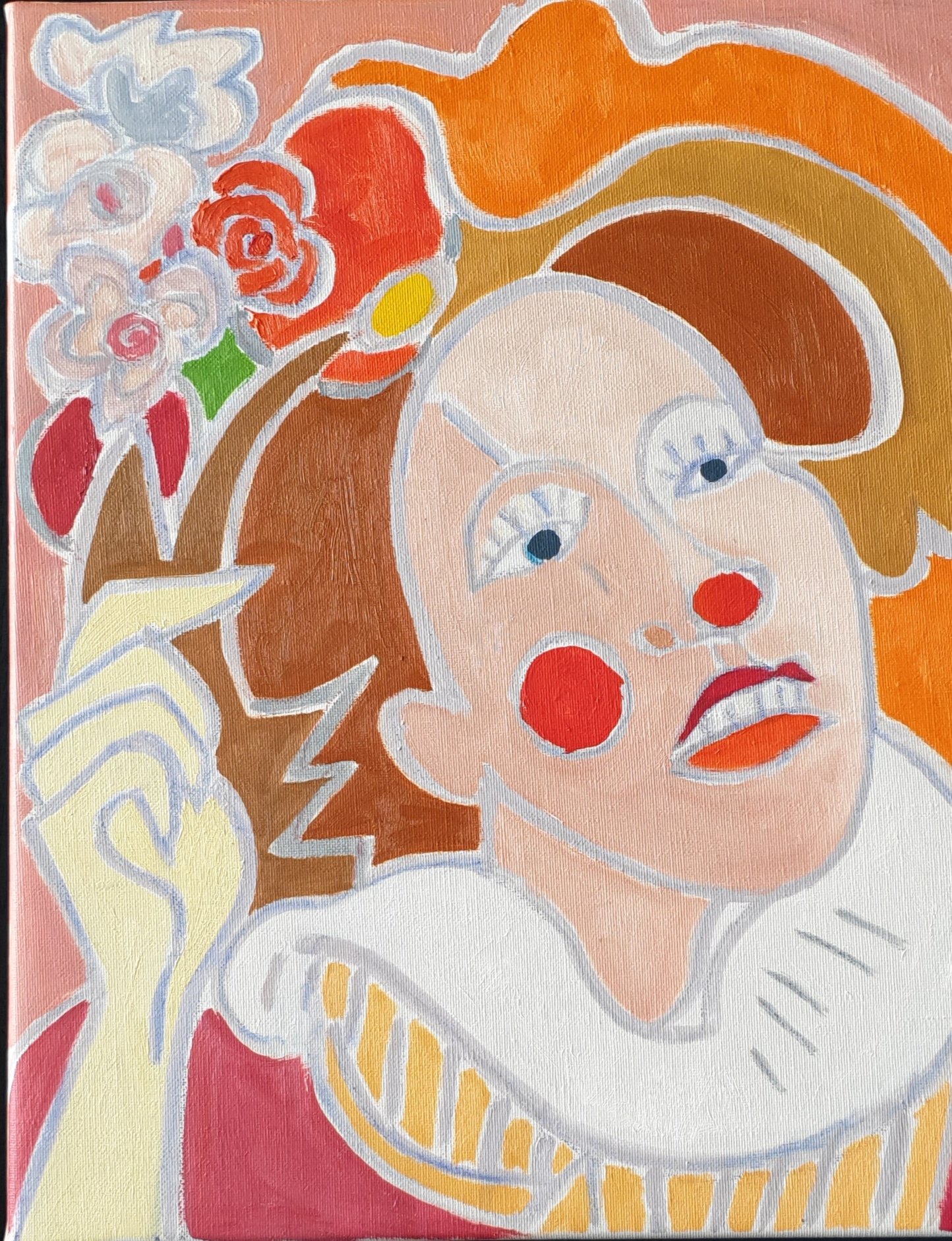 Emma la clown Peinture de Henri LANDIER 2020 41x33 cm Prix : 4 600 €