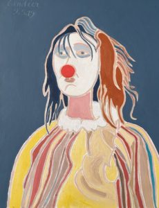 La clown au nez rougz Peinture de Henri LANDIER 2019 73x60 cm Prix : 9 600 €