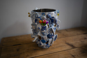 blue and silver vase Zybrandy Kroon gallery